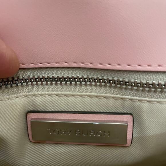 Tory Burch Willa Glazed Mini Belt Bag Crossbody Pink Rose Sachet Leather OS New - Picture 8 of 15